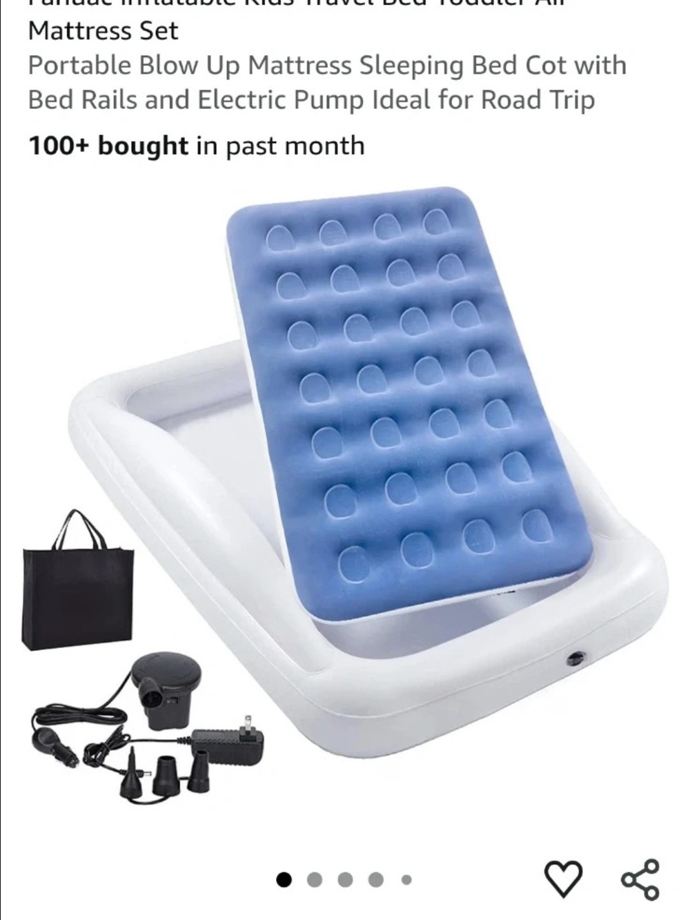 Amazon Inflatable Air Mattress with Electric Pump - Blue & White